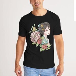 KINTSUGI Apparel Mens S Blk with sun and‎ flowers NWT